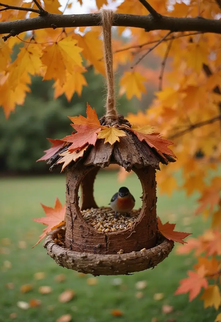 28 Fall Decor Ideas for the Home Outdoor Looks to Welcome Autumn - 13. Autumn-Themed Bird Feeders