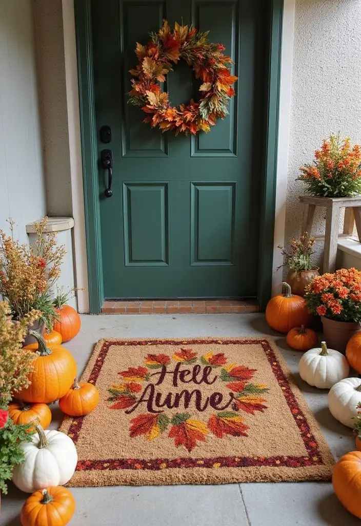28 Fall Decor Ideas for the Home Outdoor Looks to Welcome Autumn - 15. Seasonal Door Mats