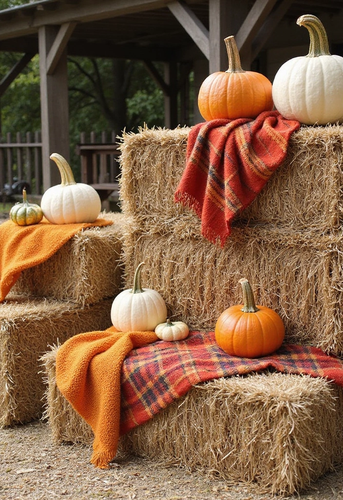 28 Fall Decor Ideas for the Home Outdoor Looks to Welcome Autumn - 17. Decorative Hay Bales