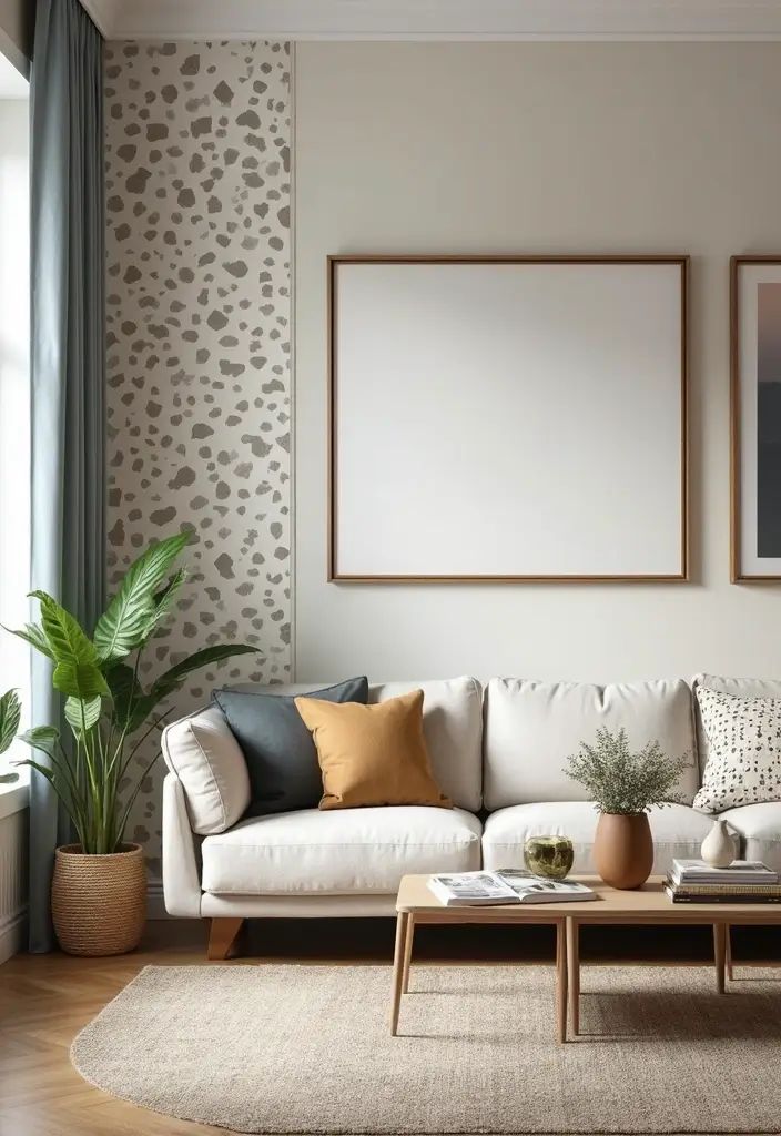 28 Home Decor Ideas Living Room on a Budget That Look Luxurious - 22. Chic Removable Wallpaper