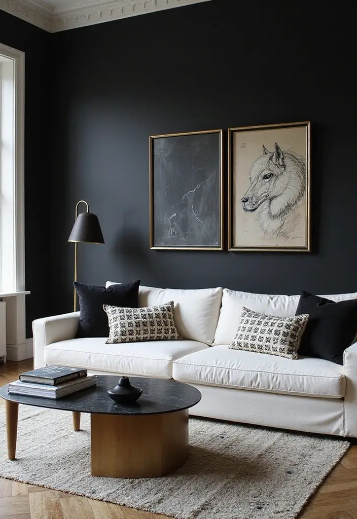 30 Black and White Home Decor Living Room Designs That Wow - 1. The Dramatic Contrast
