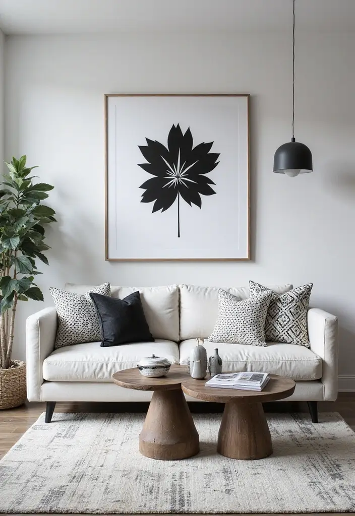 30 Black and White Home Decor Living Room Designs That Wow - 12. Geometric Excellence