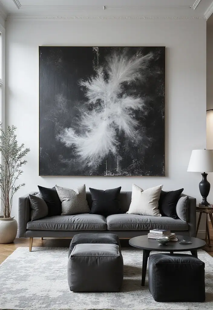 30 Black and White Home Decor Living Room Designs That Wow - 27. Create a Focal Point