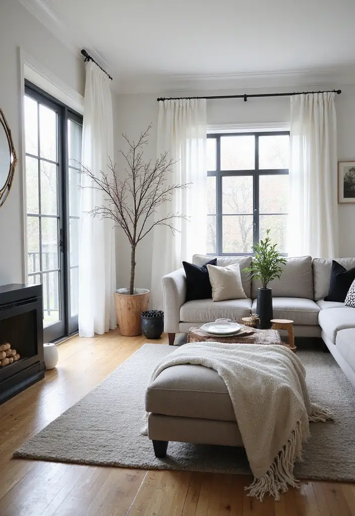 30 Black and White Home Decor Living Room Designs That Wow - 29. Seasonal Changes