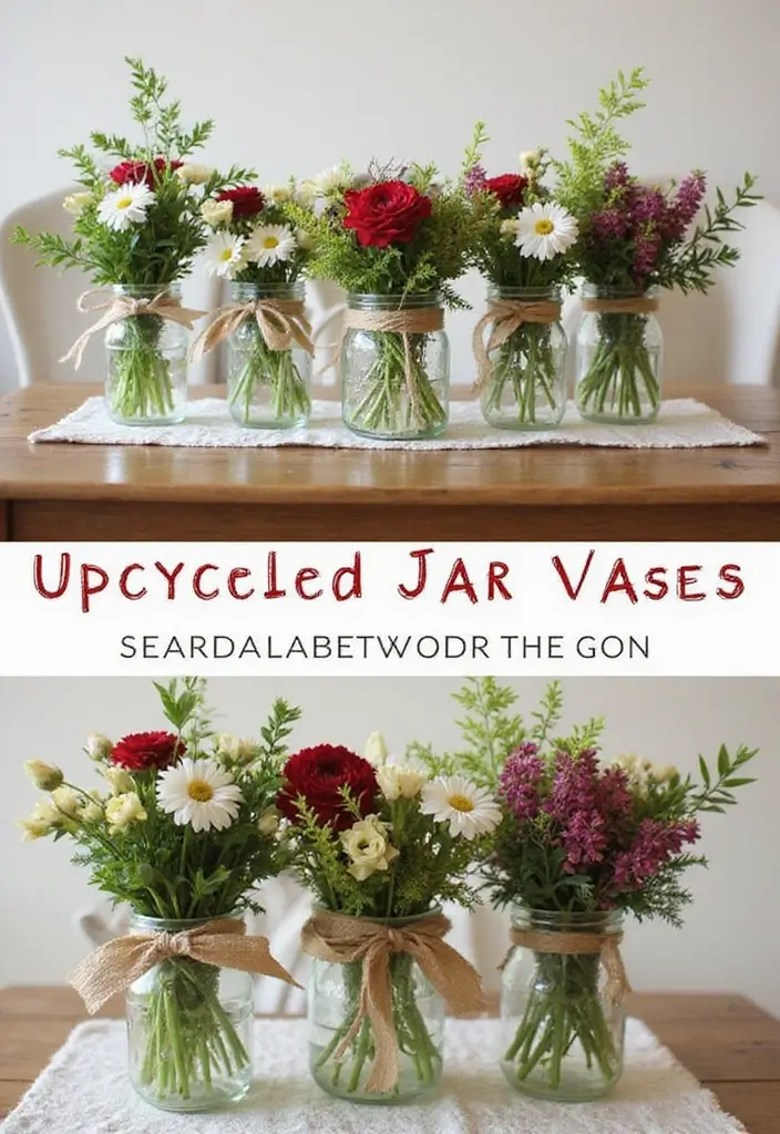 30 Christmas Decor Ideas for the Home Full of Festive Cheer - 13. Upcycled Glass Jar Vases