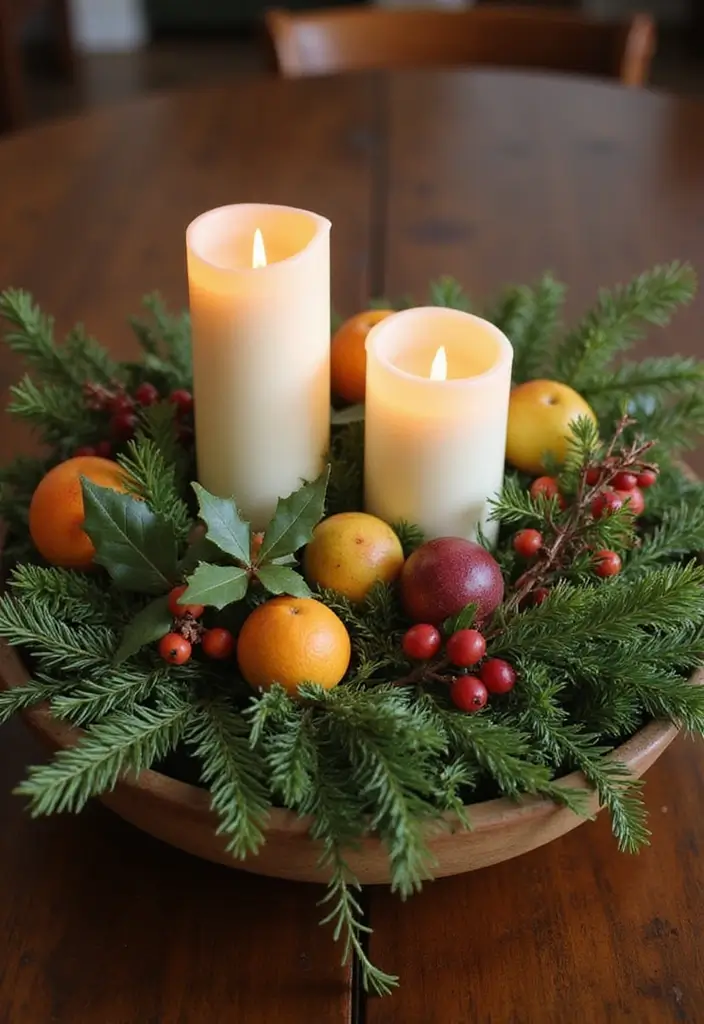 30 Christmas Decor Ideas for the Home Full of Festive Cheer - 3. Natural Elements Centerpiece
