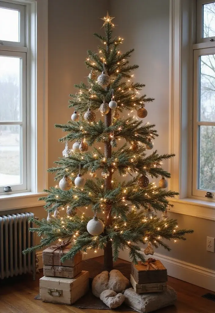 30 Christmas Home Decor Ideas for a Living Room Full of Holiday Spirit - 1. Rustic Christmas Tree