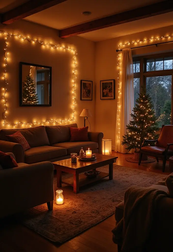 30 Christmas Home Decor Ideas for a Living Room Full of Holiday Spirit - 10. Warm Lighting Ideas