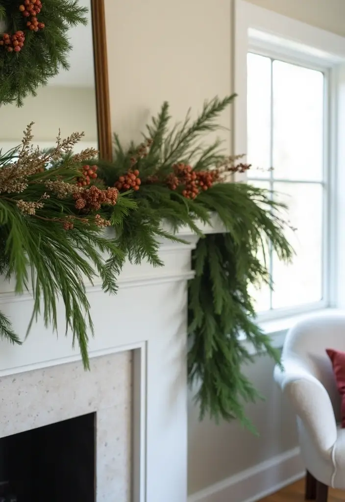 30 Christmas Home Decor Ideas for a Living Room Full of Holiday Spirit - 16. Botanical Holiday Garlands