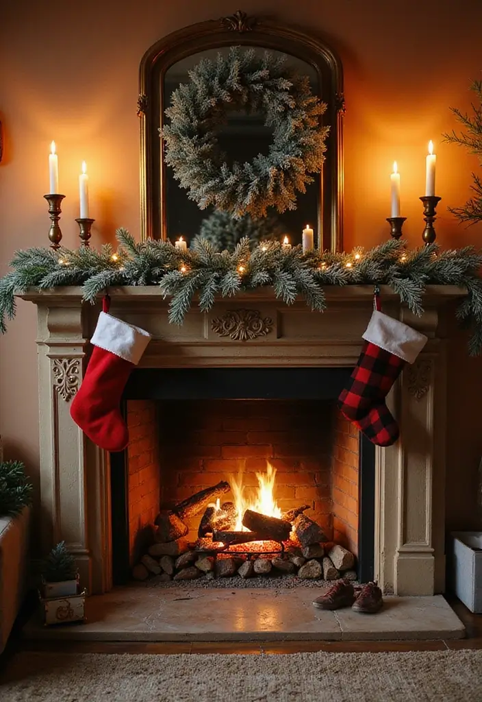 30 Christmas Home Decor Ideas for a Living Room Full of Holiday Spirit - 23. Warmth of a Fireplace