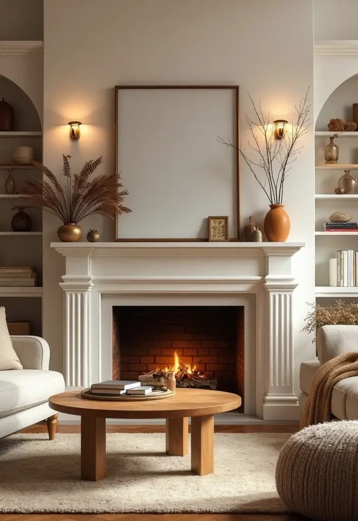 30 Cozy Home Decor Ideas Living Room Inspirations for Comfort Lovers - 10. Cozy Fireplace Accents