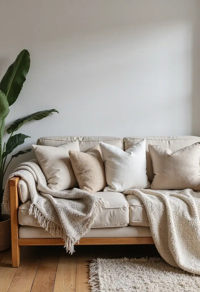 30 Cozy Home Decor Ideas Living Room Inspirations for Comfort Lovers - 2. Layered Textiles