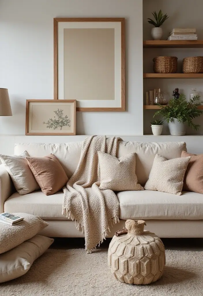 30 Cozy Home Decor Ideas Living Room Inspirations for Comfort Lovers - 28. Soft Furnishings in Layers