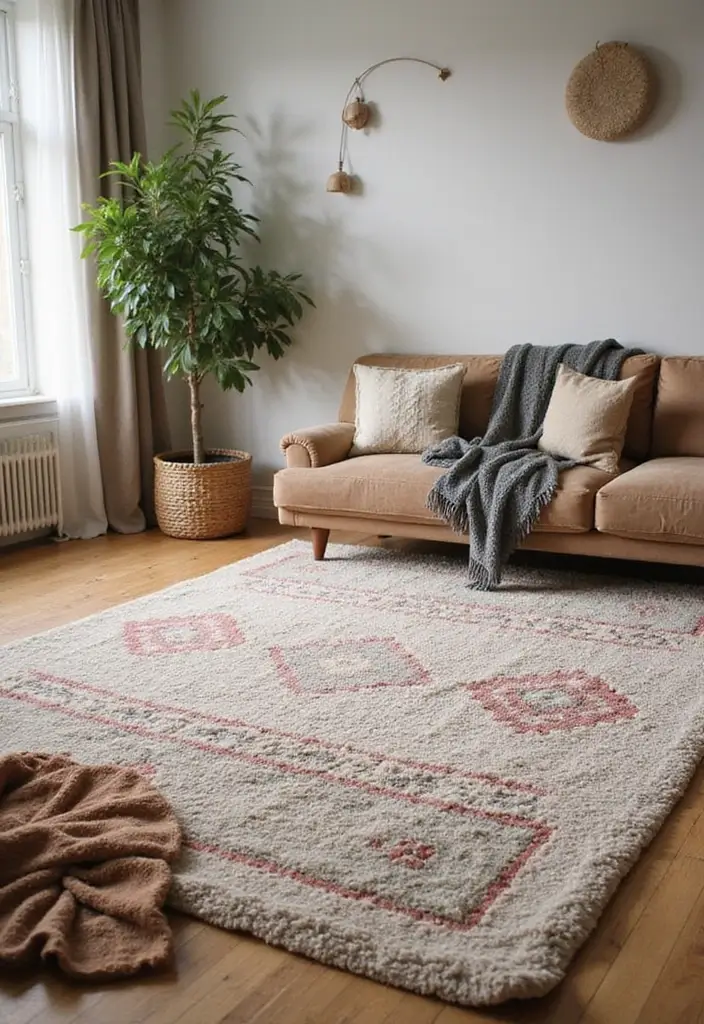 30 Cozy Home Decor Ideas Living Room Inspirations for Comfort Lovers - 8. Soft, Welcoming Rugs