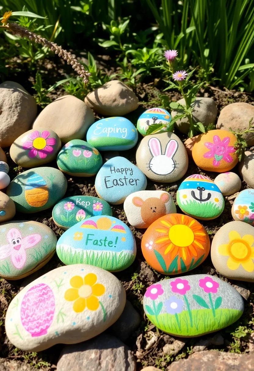 30 Easter Decor Ideas for the Home That Bring Fresh Spring Energy - 20. Hand-Painted Rock Decorations