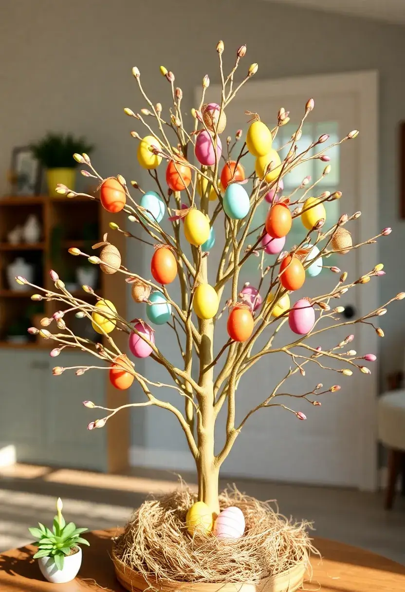 30 Easter Decor Ideas for the Home That Bring Fresh Spring Energy - 23. Colorful Egg Tree