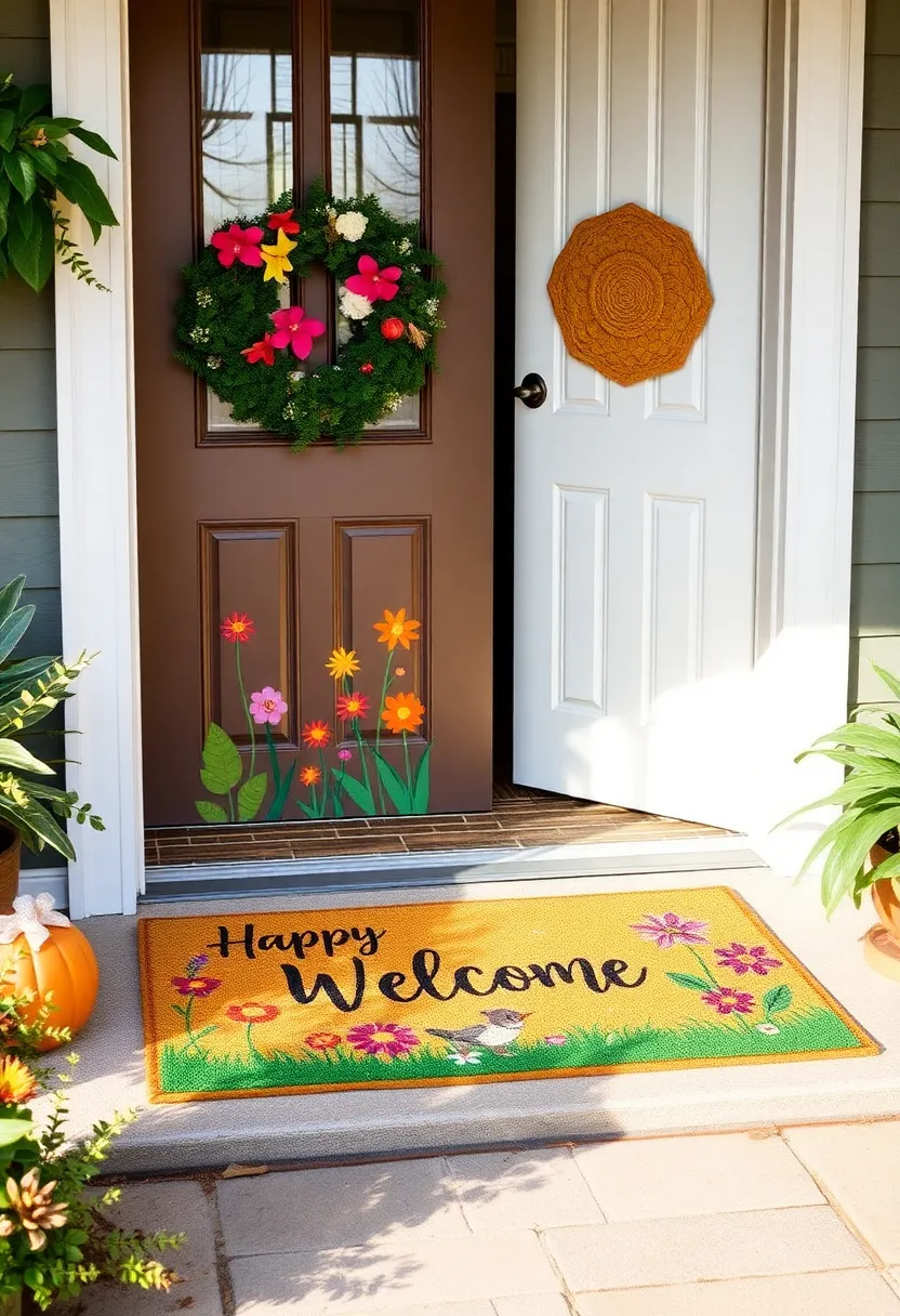30 Easter Decor Ideas for the Home That Bring Fresh Spring Energy - 24. Spring Themed Doormat