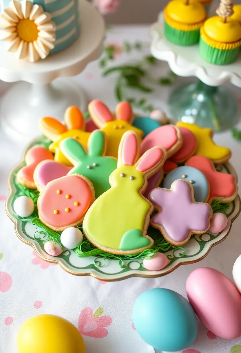 30 Easter Decor Ideas for the Home That Bring Fresh Spring Energy - 29. Easter-Themed Cookies Display