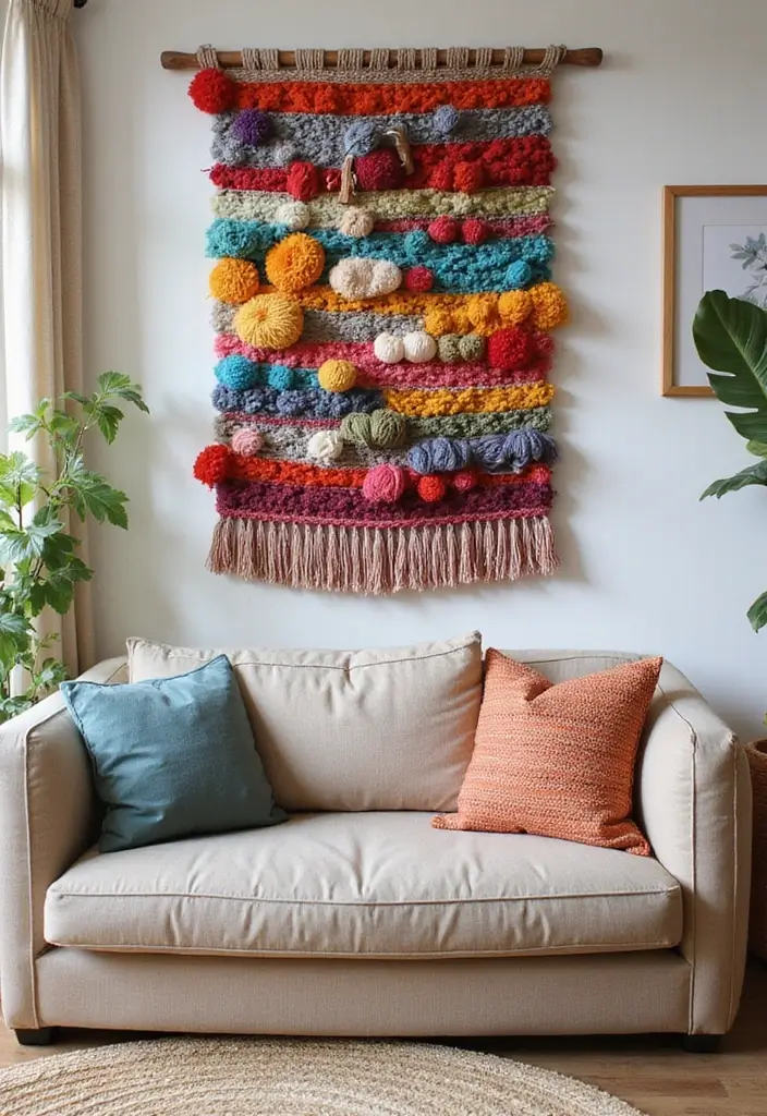 30 Easy DIY Crafts for Home Decor You’ll Want to Try Right Now - 14. Colorful Woven Wall Hanging
