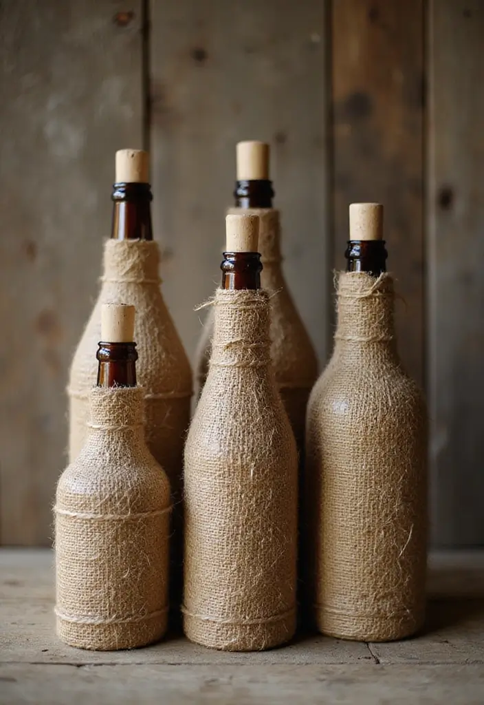 30 Easy DIY Crafts for Home Decor You’ll Want to Try Right Now - 19. Jute Wrapped Bottles