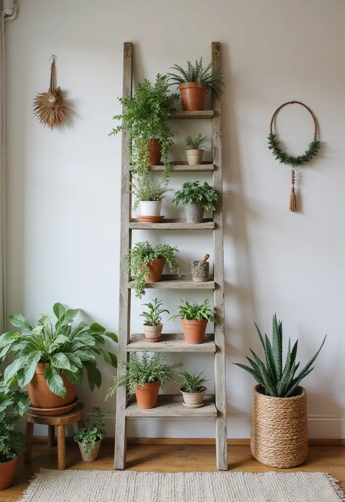 30 Easy DIY Crafts for Home Decor You’ll Want to Try Right Now - 24. Upcycled Ladder Plant Stand