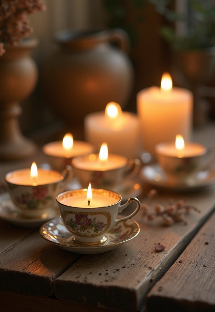 30 Easy DIY Crafts for Home Decor You’ll Want to Try Right Now - 30. Vintage Teacup Candles