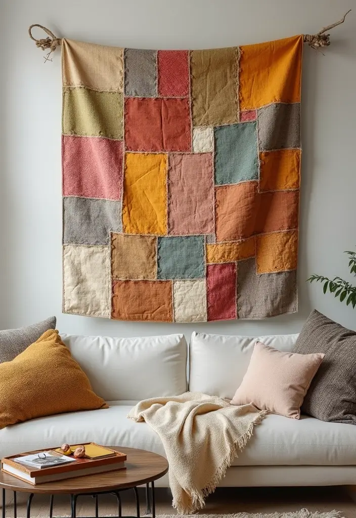 30 Easy DIY Crafts for Home Decor You’ll Want to Try Right Now - 8. Fabric Scrap Wall Hanging