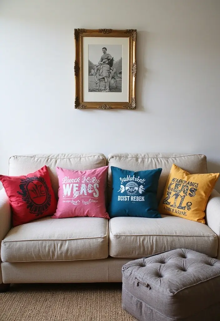 30 Easy DIY Crafts for Home Decor You’ll Want to Try Right Now - 9. Upcycled T-shirt Cushion Covers