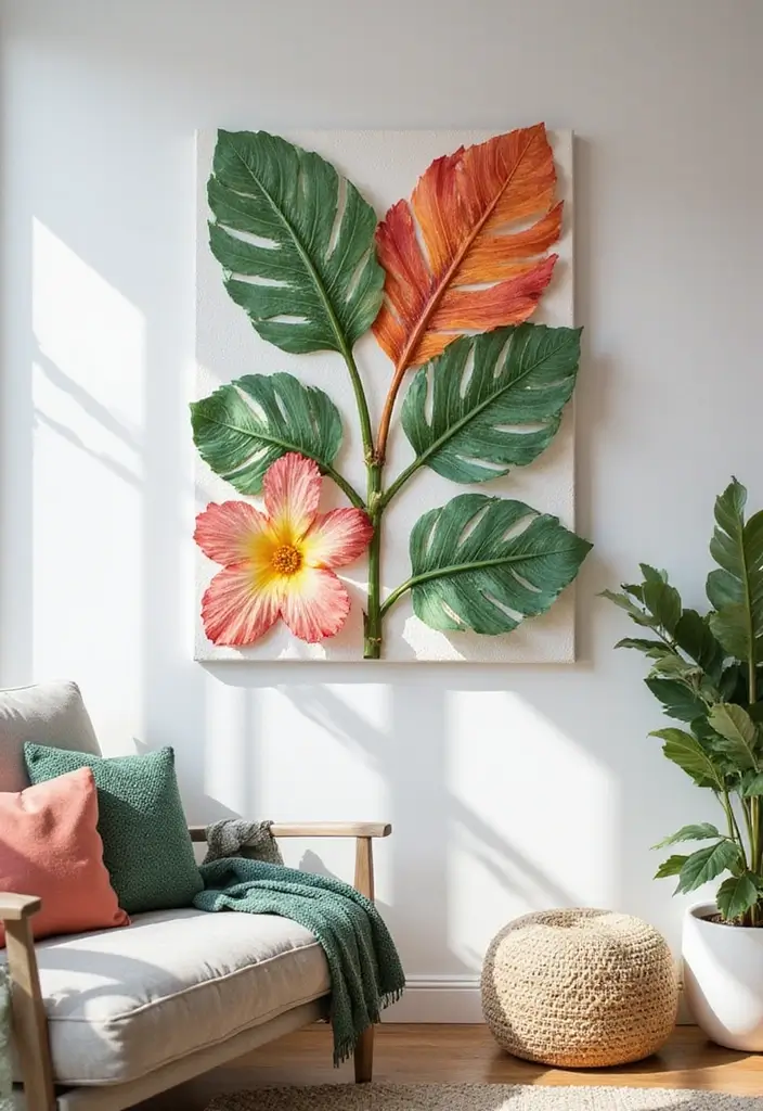 30 Easy DIY Home Decor Cheap Homemade Wall Art Craft Ideas for Every Room - 13. Canvas Painting with Natural Elements