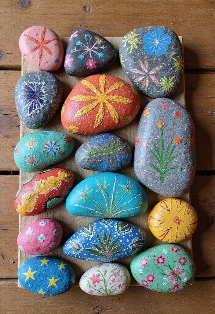 30 Easy DIY Home Decor Cheap Homemade Wall Art Craft Ideas for Every Room - 15. Painted Rocks as Wall Art