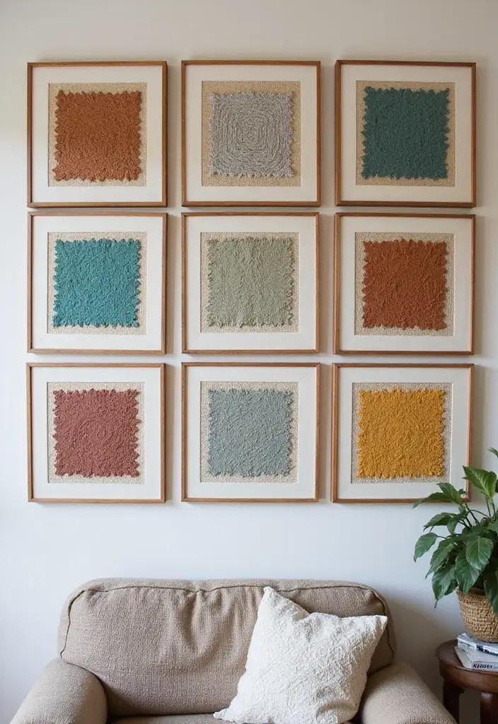 30 Easy DIY Home Decor Cheap Homemade Wall Art Craft Ideas for Every Room - 19. Framed Fabric Squares