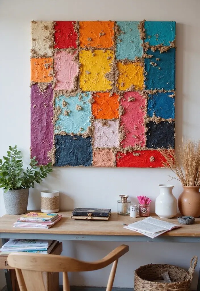 30 Easy DIY Home Decor Cheap Homemade Wall Art Craft Ideas for Every Room - 2. Fabric Scrap Collage