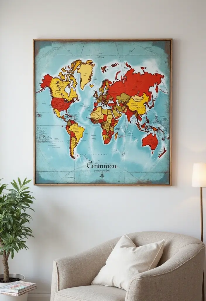30 Easy DIY Home Decor Cheap Homemade Wall Art Craft Ideas for Every Room - 24. Map Art