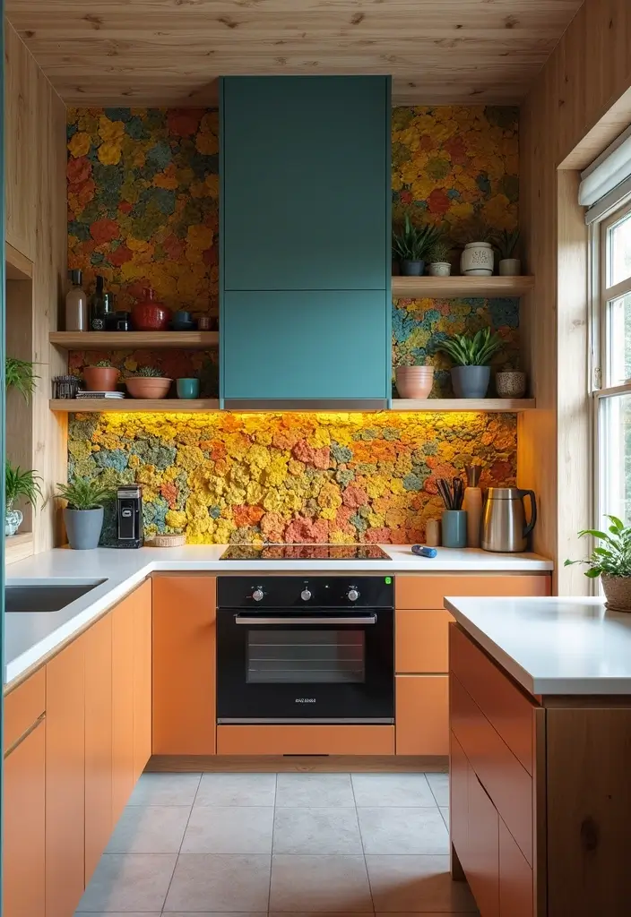 30 Eco-Friendly Home Decor Ideas for Living Room and Kitchen - 23. Colorful Kitchen Backsplashes