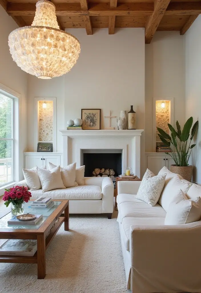 30 Ethnic Home Decor Indian Living Rooms Full of Culture and Warmth - 26. Capiz Shell Accents