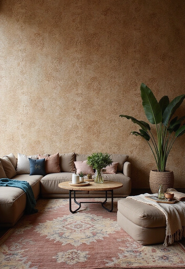 30 Ethnic Home Decor Indian Living Rooms Full of Culture and Warmth - 27. Textured Wallpaper