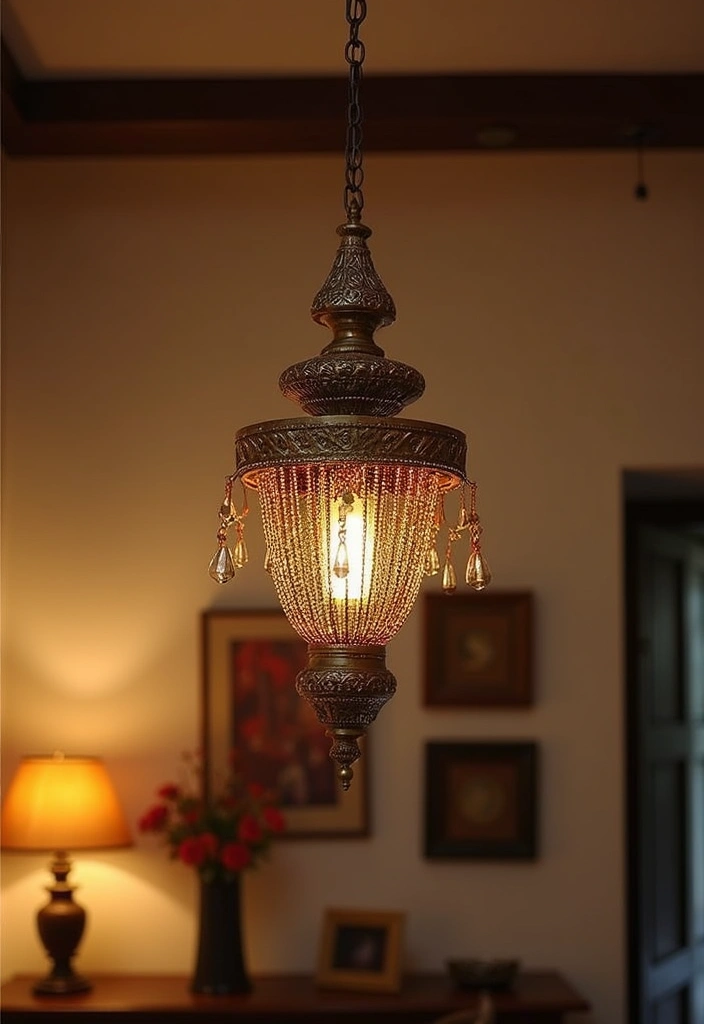 30 Ethnic Home Decor Indian Living Rooms Full of Culture and Warmth - 28. Chandeliers with Cultural Flair