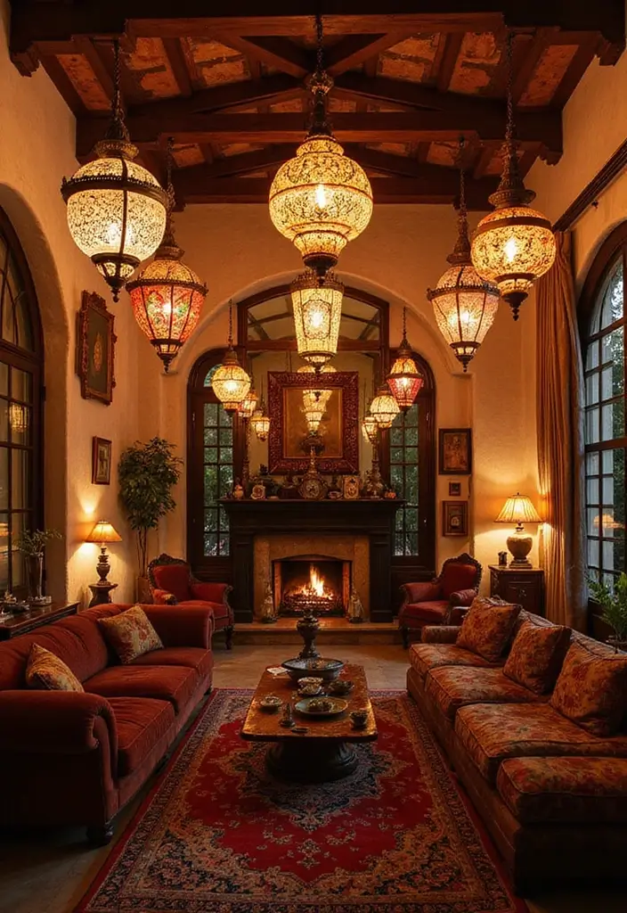 30 Ethnic Home Decor Indian Living Rooms Full of Culture and Warmth - 7. Unique Lighting Fixtures