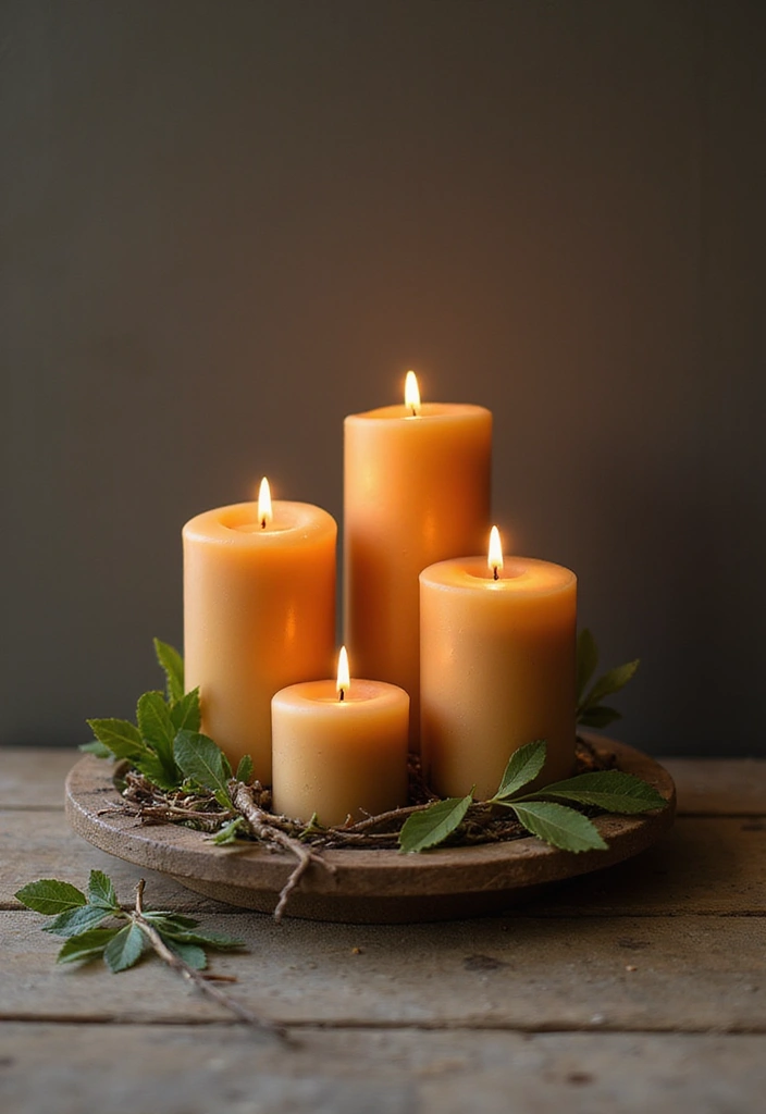 30 Fall Decor Ideas for the Home Boho Style with Earthy Charm - 11. Earthy Candle Arrangements