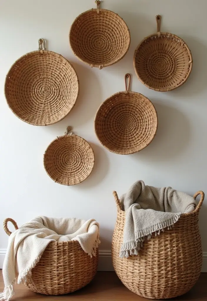 30 Fall Decor Ideas for the Home Boho Style with Earthy Charm - 18. Woven Baskets