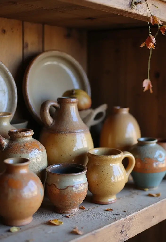 30 Fall Decor Ideas for the Home Boho Style with Earthy Charm - 21. Handcrafted Pottery