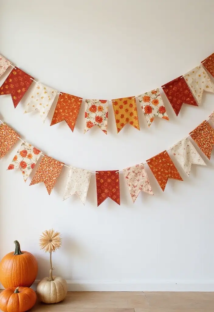 30 Fall Decor Ideas for the Home DIY Projects for Cozy Spaces - 17. Fabric Scrap Bunting
