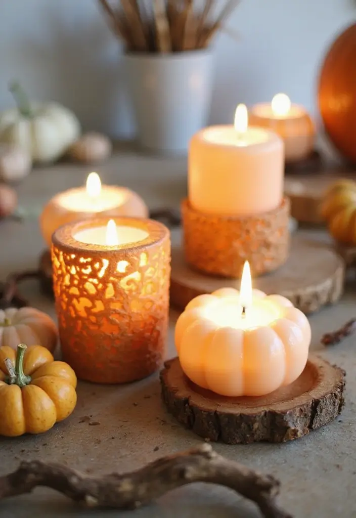 30 Fall Decor Ideas for the Home DIY Projects for Cozy Spaces - 18. DIY Candle Holders