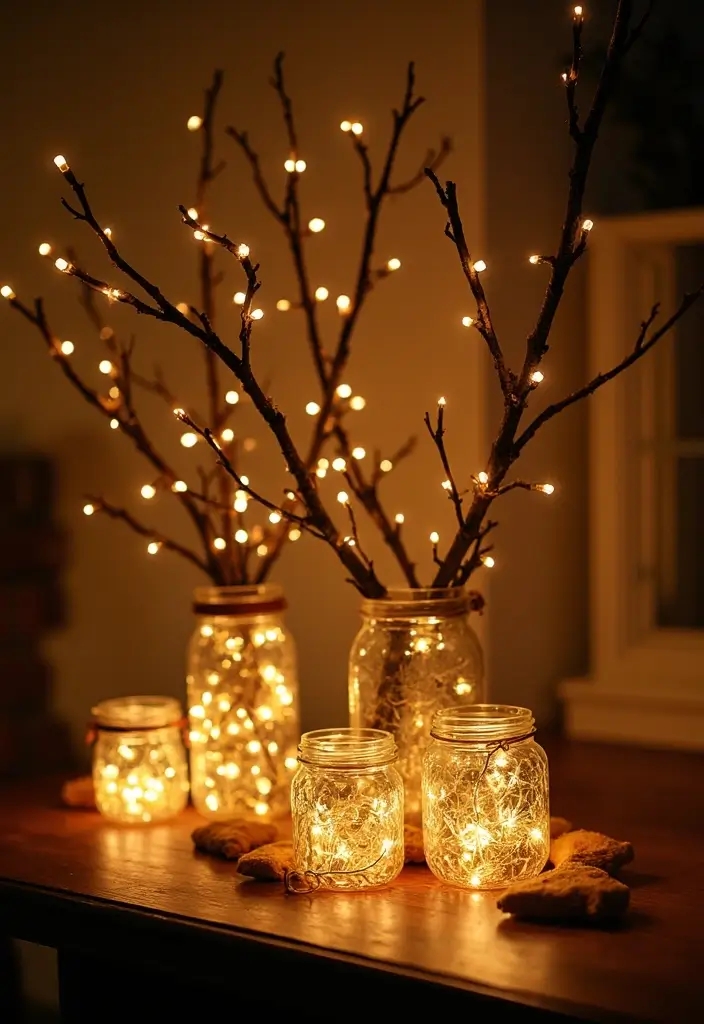 30 Fall Decor Ideas for the Home DIY Projects for Cozy Spaces - 19. Twinkling Fairy Lights