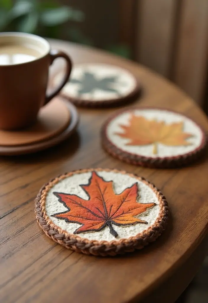 30 Fall Decor Ideas for the Home DIY Projects for Cozy Spaces - 22. Fall-Themed Coasters