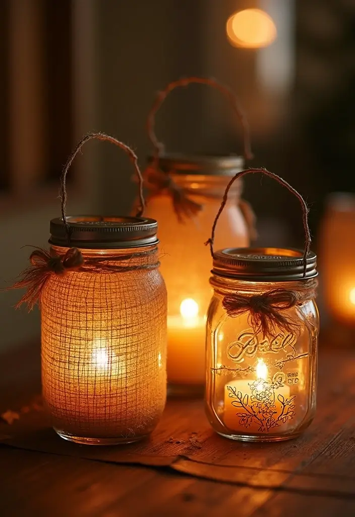 30 Fall Decor Ideas for the Home DIY Projects for Cozy Spaces - 5. Mason Jar Lanterns