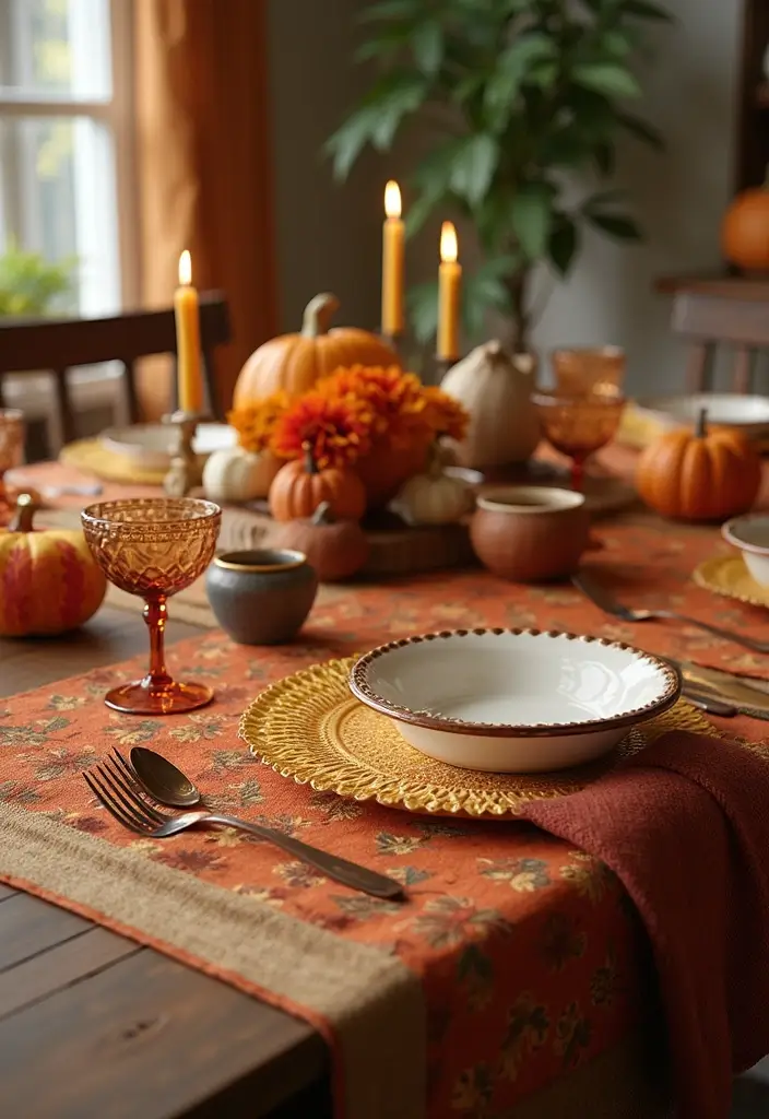 30 Fall Decor Ideas for the Home Kitchens Filled with Seasonal Magic - 14. Fall-Themed Place Mats