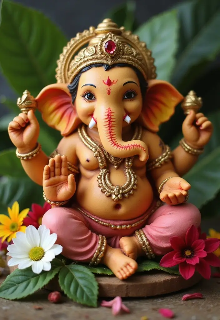 30 Ganesh Decoration Ideas for Eco-Friendly Home Decor DIY - 1. Nature-Inspired Ganesh Idol