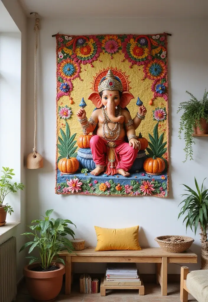 30 Ganesh Decoration Ideas for Eco-Friendly Home Decor DIY - 12. Eco-Friendly Wall Hangings