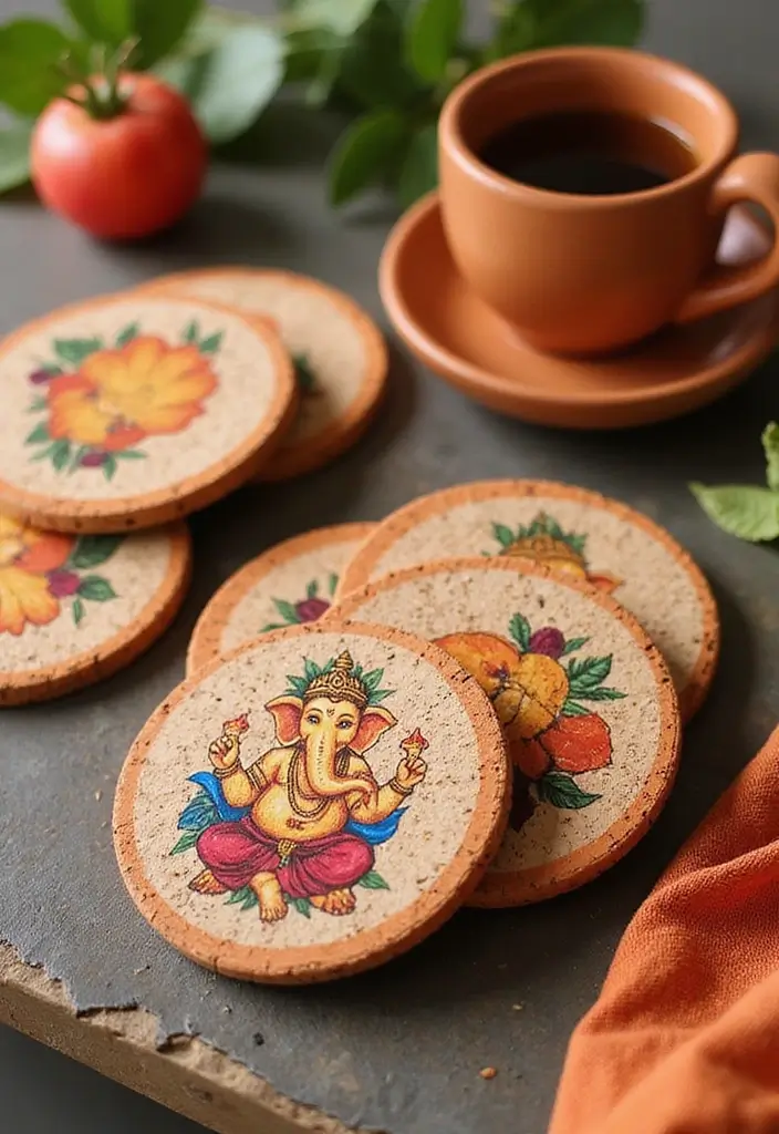 30 Ganesh Decoration Ideas for Eco-Friendly Home Decor DIY - 14. DIY Ganesh Coasters